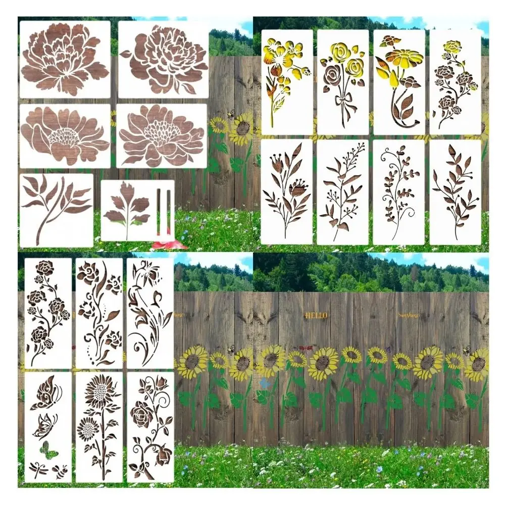 Garden Decor DIY Flower Stencils PET Reusable Graffiti Stickers Creative Layered Spray Painting Template