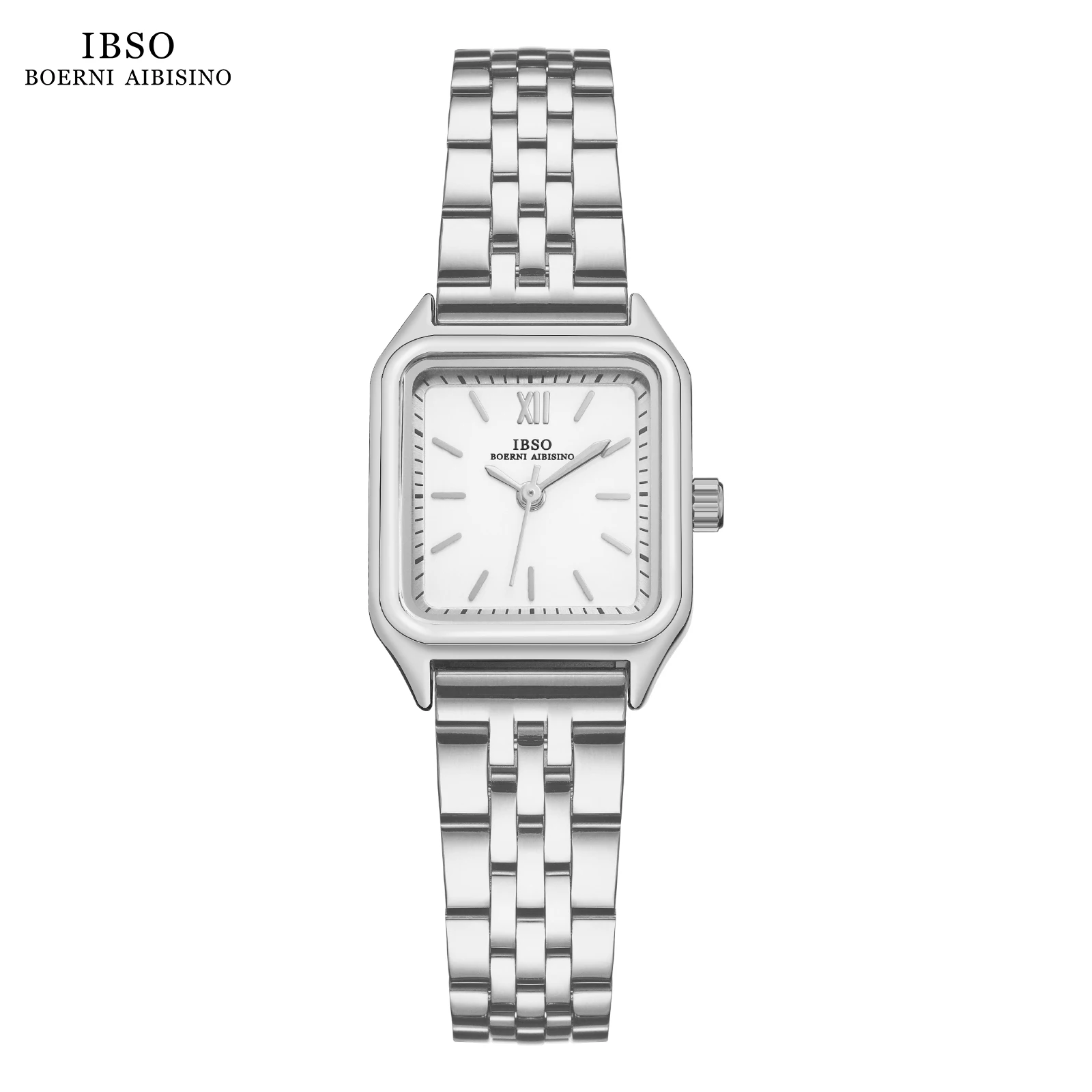 IBSO 2023 New Women Luxury Style Quartz Watches Square Face Stainless Steel Strap Waterproof Dial Waterproof 30 Quartz S9680L