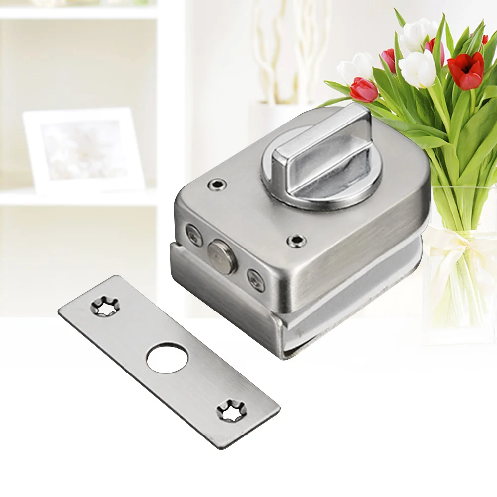 

Small Stainless Steel Double Door Sliding Ground Lock Silver for Indoor Outdoor Bathroom Door Lock Keyless Safety