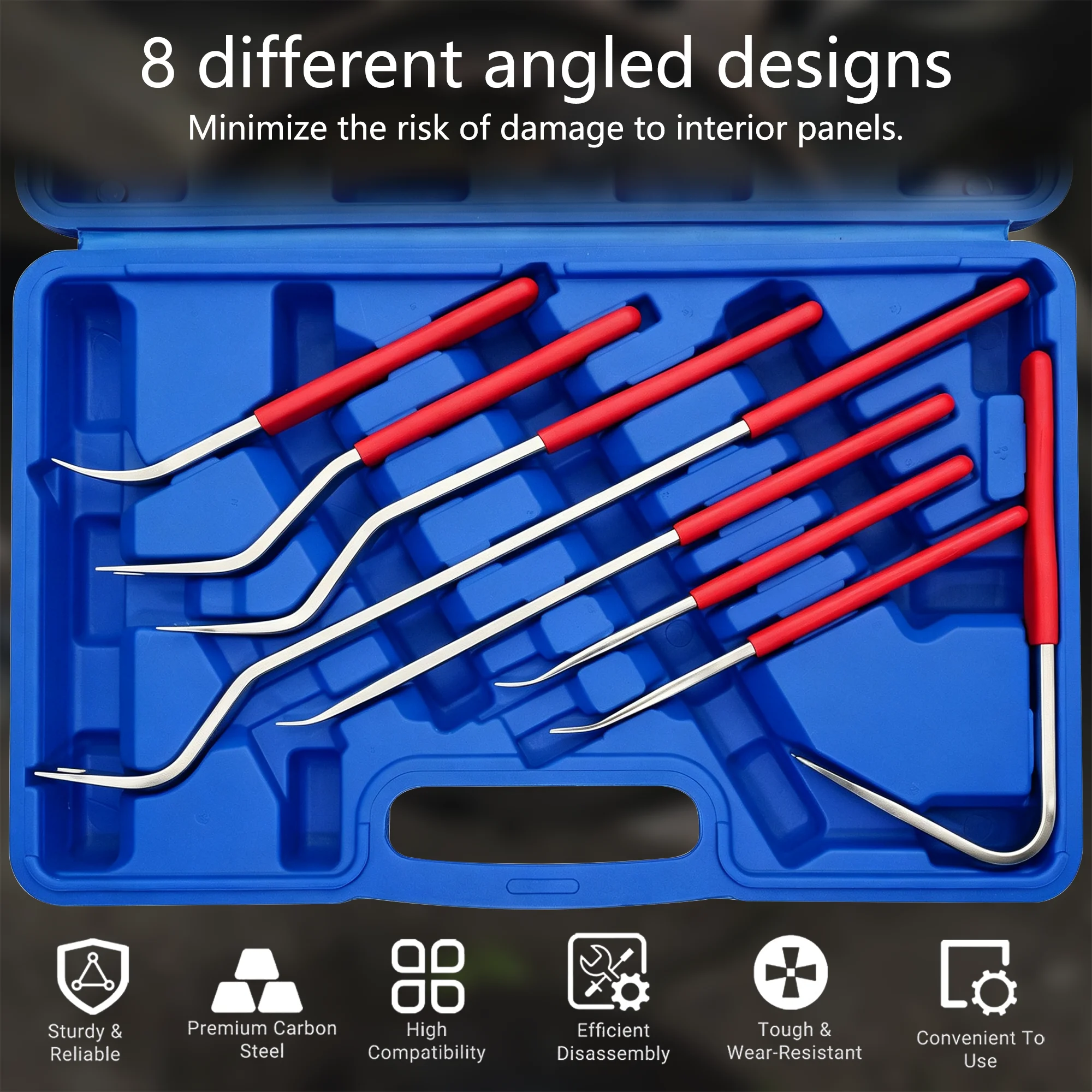8PCS Car Trim Clip Removal Tool Set Automotive Door Panel Audio Fastener Remover Kit Plastic Push Pin Rivet Puller Pry Bars