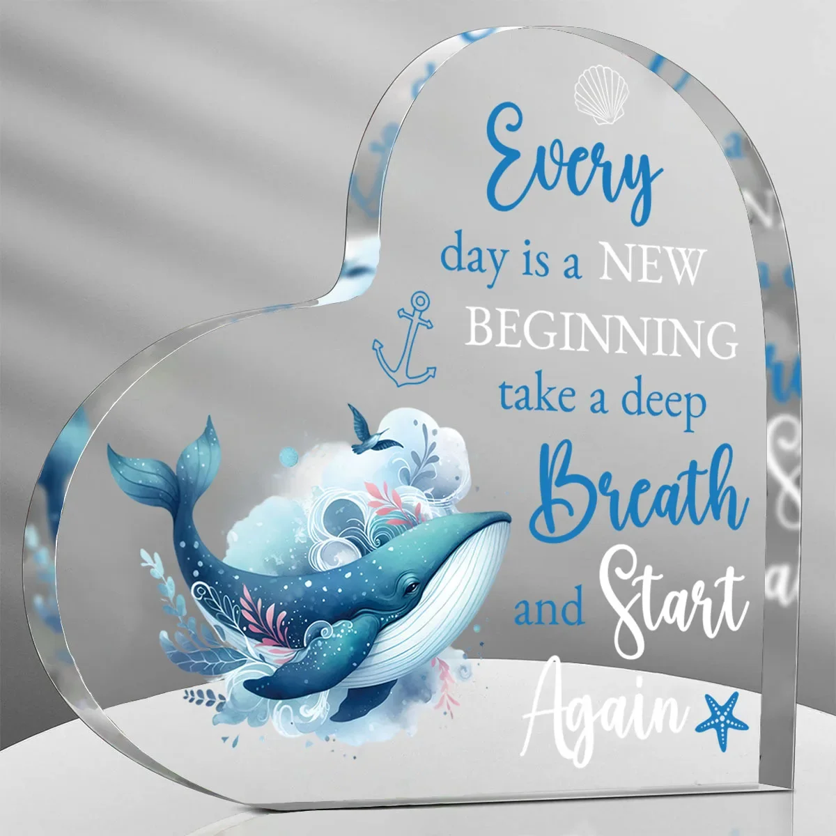 Brand Ocean Theme Acrylic Whale Sign Inspirational Quote Wall Art Motivational Decor For Home Office Bedroom Colorful Gift