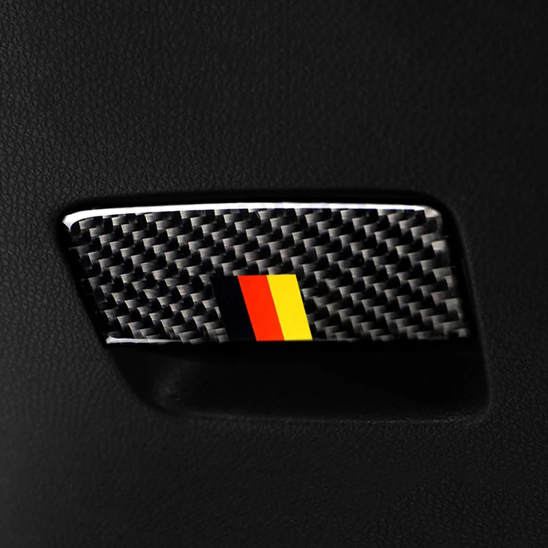 Car Carbon Fiber Passenger Side Storage Box Pull Handle Cover Sticker Trim For Mercedes Benz A CLA Class 13-18 / GLA 15-18