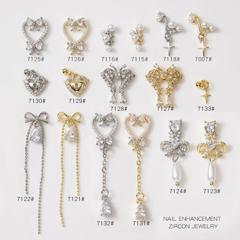 

10 шт. новые подвески для ногтей со звездами, металлический декор для ногтей со стразами из циркония и золотой бахромой, подвеска с бантом