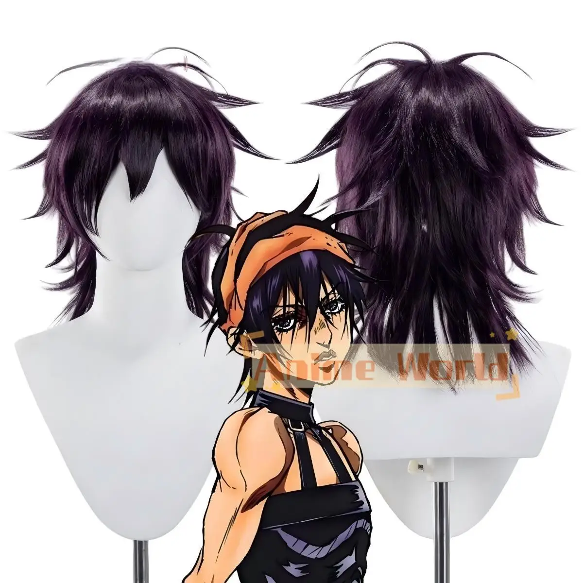 

Anime Golden Wind Narancia Ghirga Cos Cosplay Wig Halloween Carnival Party Props Synthetic Hair Heat Resistant Fiber + Wig Cap