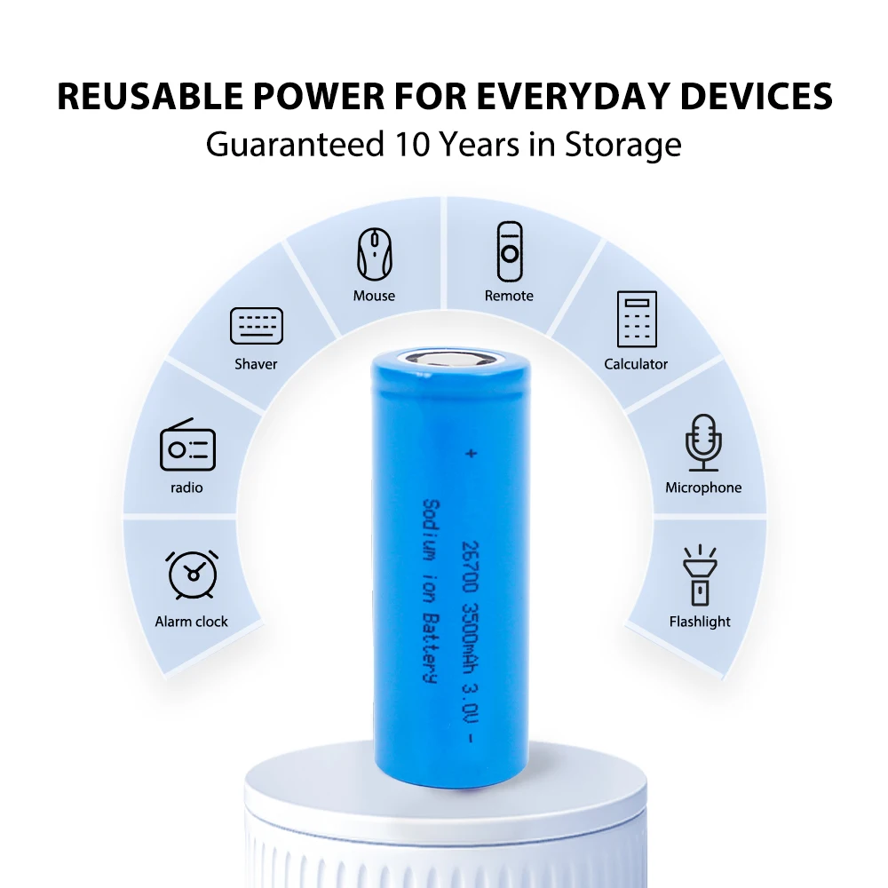 New Rechargeable Sodium-ion Battery 3V 3500mAh 10.5WH 1C-3C High Power Discharge Suitable for Electric Scooters