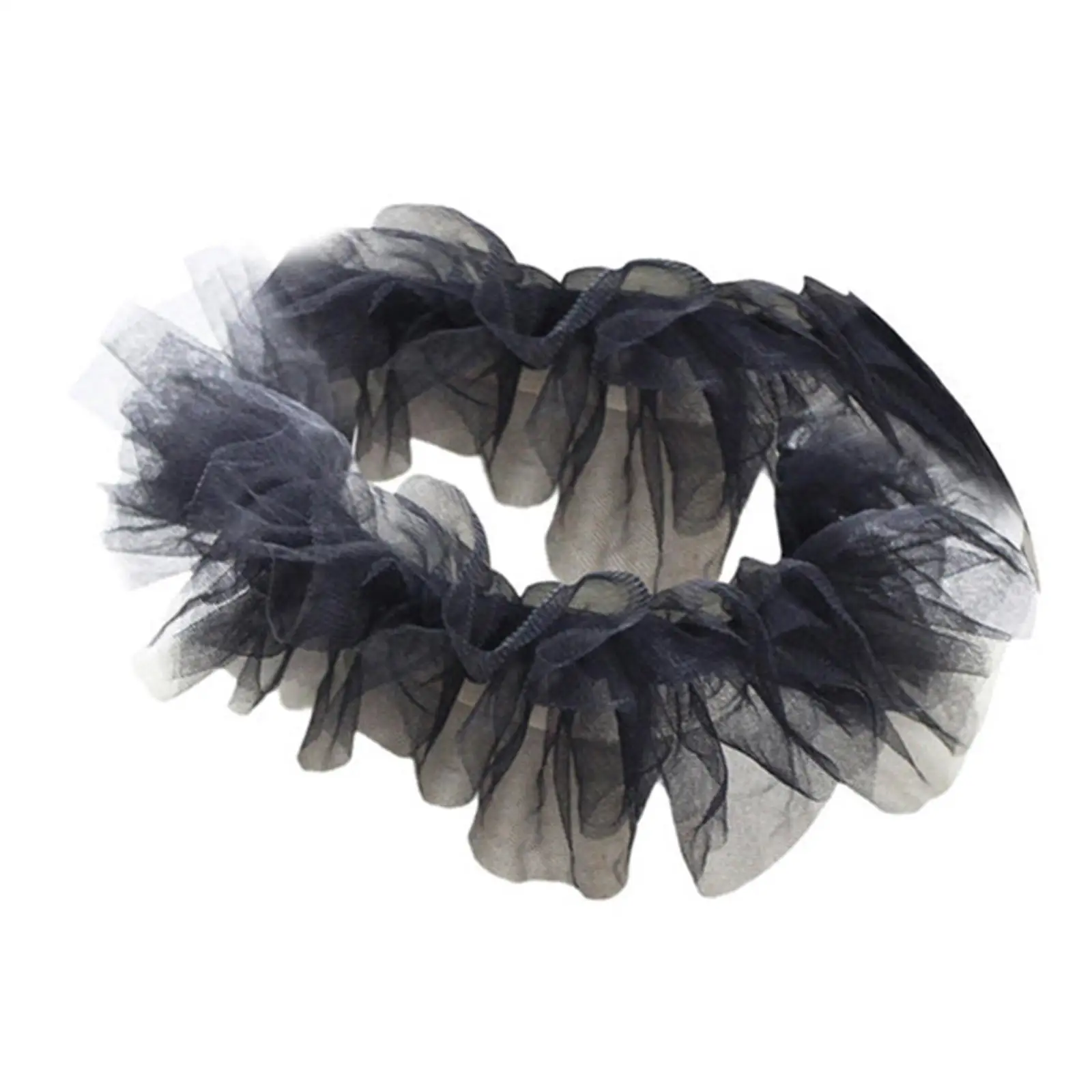 Elegant Women False Collar Mesh Tulle Ruffled Neck Accessory Detachable Shawl Lapel for Blouse Coat Autumn Winter