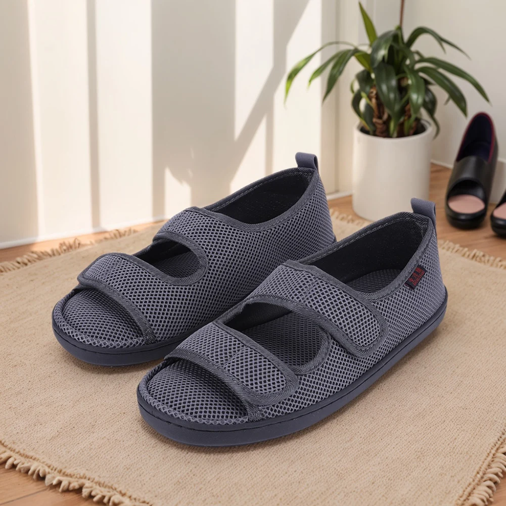 Diabetic Sandals Breathable Comfortable Walking Shoes Adjustable Hook & Loop for Elderly Swelling Sensitive Feet