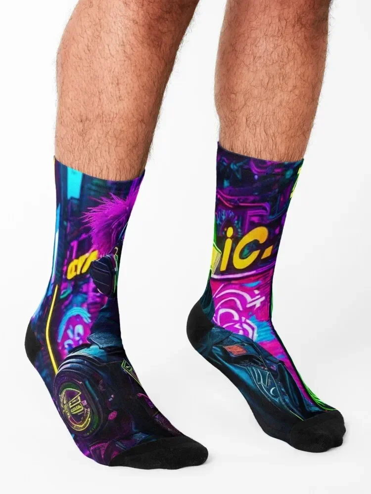 Blacklight - Cyber City Character concept Socks japanese fashion Heating sock colored Men's Socks Luxury Women's