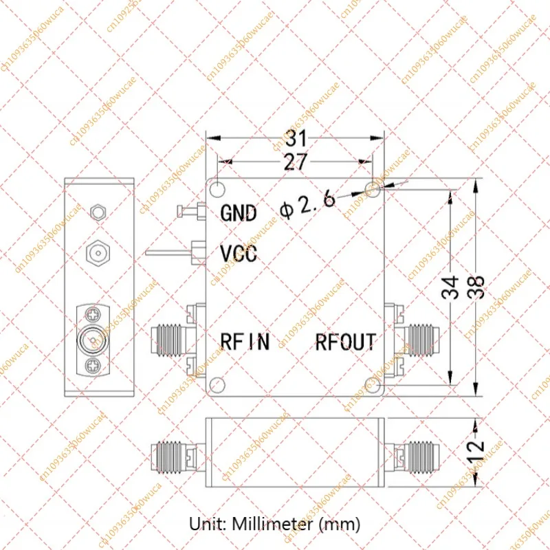 5-18GHz RF Low Noise Amplifier (LNA), 26dB Gain 1.5dB Noise Figure