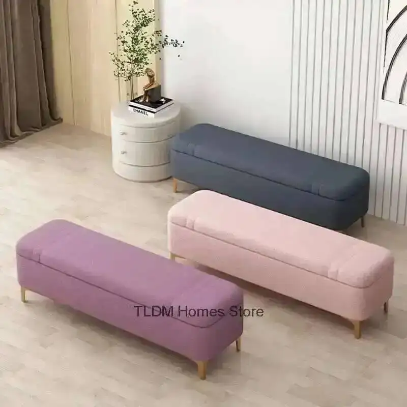 European Light Luxury Storage Stools Stools Bed End Ottoman Bedroom Home Store Door Clothing Shoe Changing Storage Footstool gm