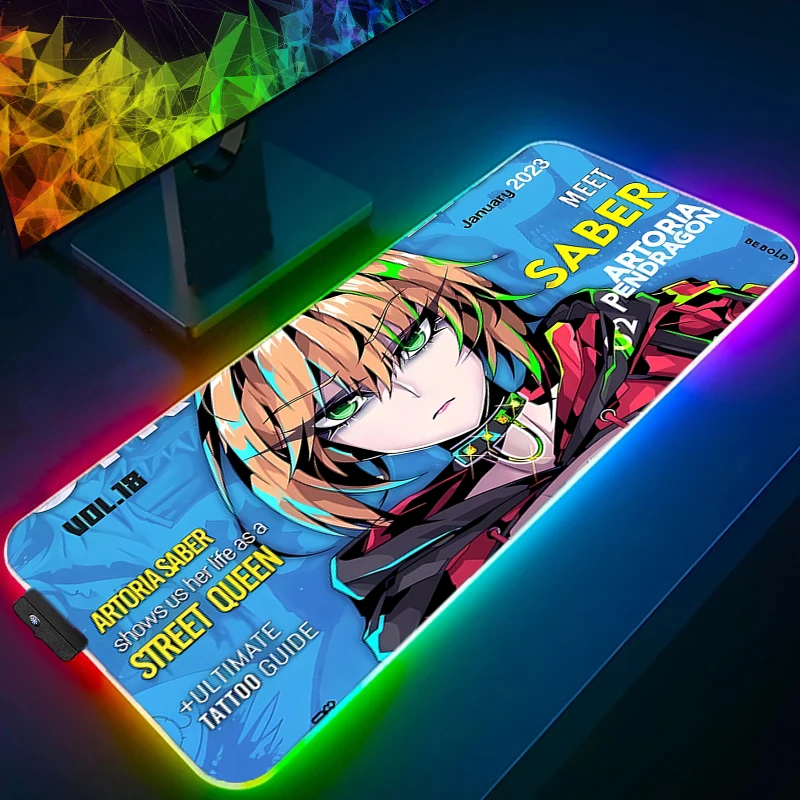 LED Muismat Anime Gamer Gaming Accessoires Varmilo Leuke Toetsenbord Pad RGB PC Computer Sexy Meisje Bureau Mat Tapijt Kawaii Muismat
