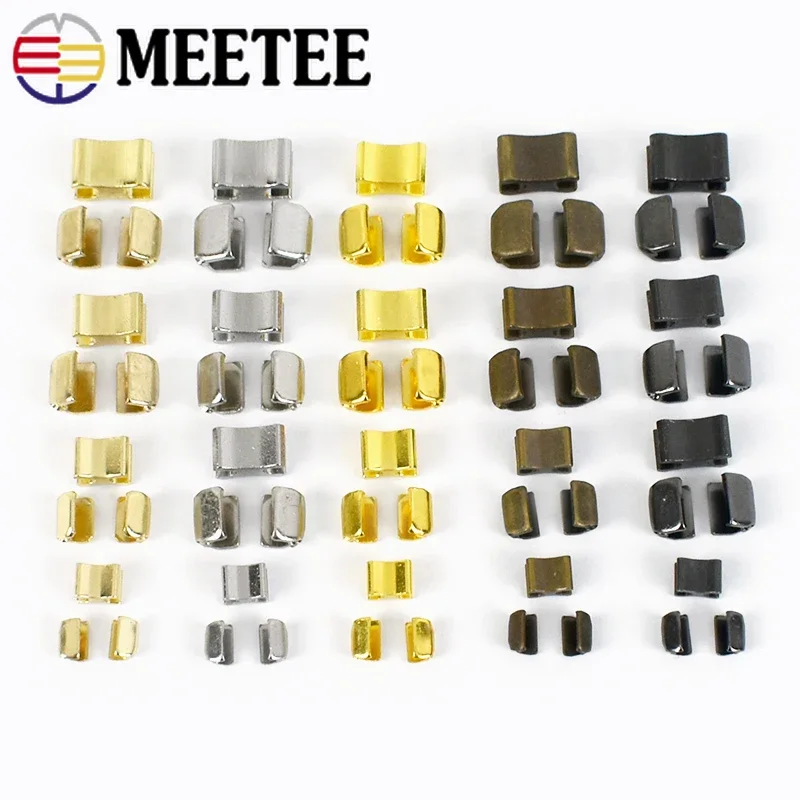 Meetee 10/20Sets Metal Zipper Stopper for 3#/5#/8#/10# Zip U Code Non-slip Zippers Upper Stop Tail Clip Buckle Zips Repair Kit