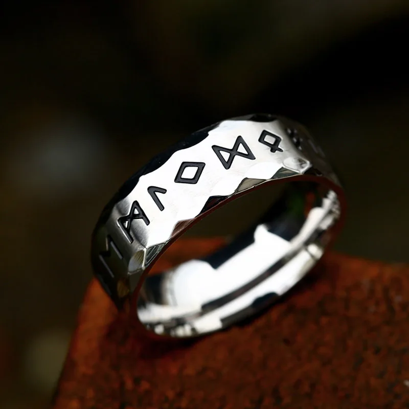 Vintage Odin Norse Viking Amulet Rune Rings For Men Fashion Stainless Steel Words Ring Wedding Jewelry Valentine\'s Days Gifts