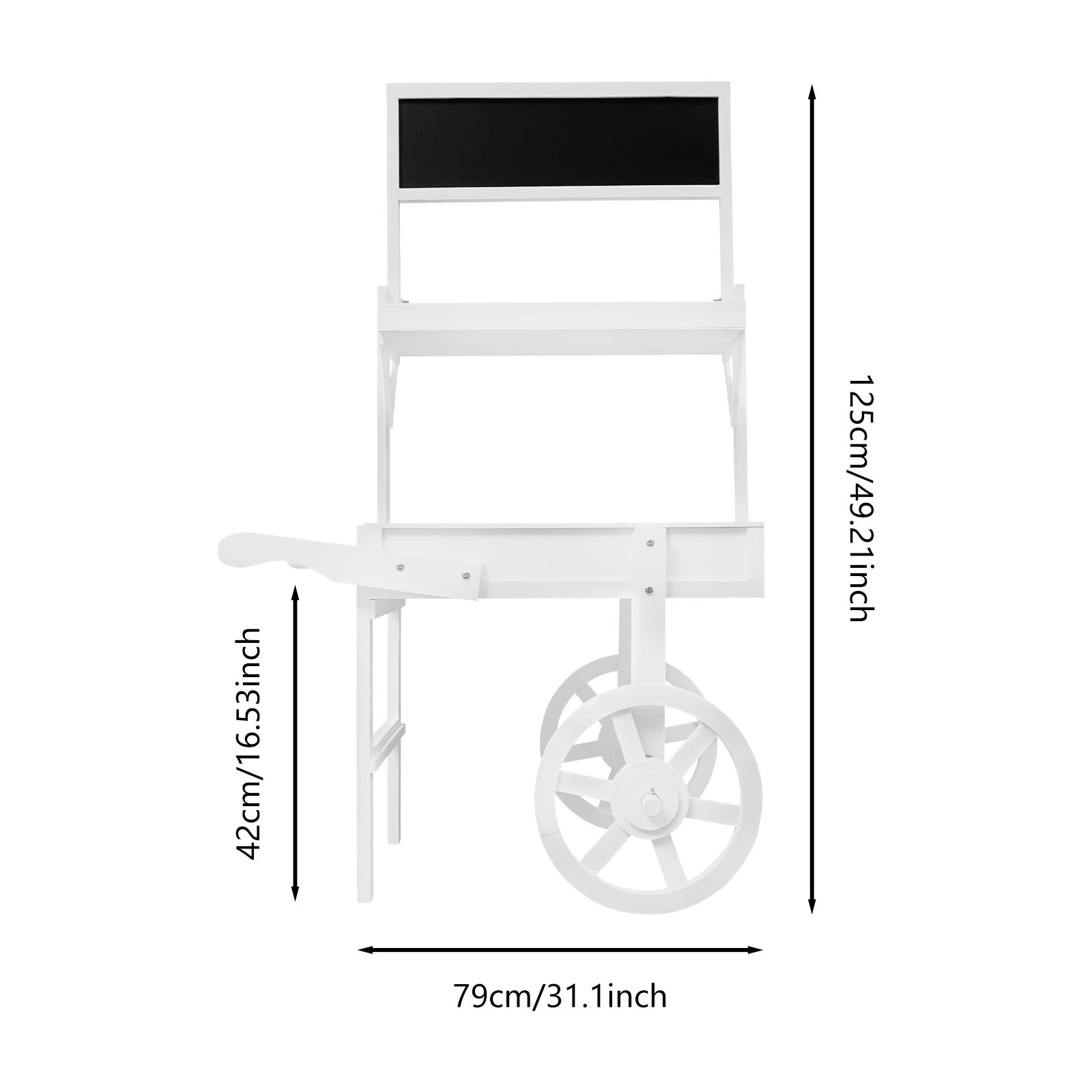 

White 31.1*16.54*49.2 in Flower Stand, Plant Flower Rack with Blackboard, Flower Pots Holder Display with Decoration Wheels