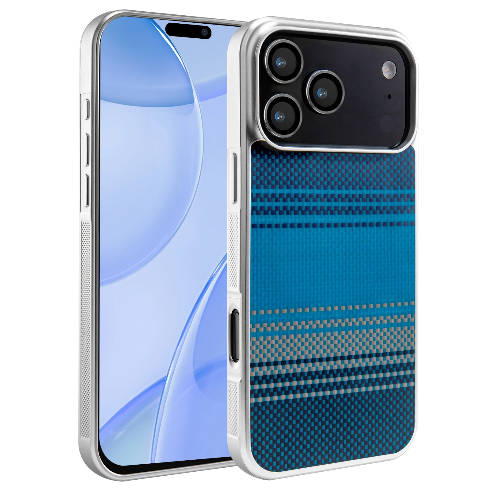 

Индивидуальный модный чехол для телефона из кевлара для iPhone 17 Pro Max Air с посеребренной рамкой, противоударный защитный чехол