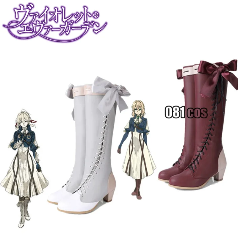 

Anime Violet Evergarden Cosplay Shoes Custom Leather Boots Girls Women Knee High Boots Halloween Carnival Party Costumes Props