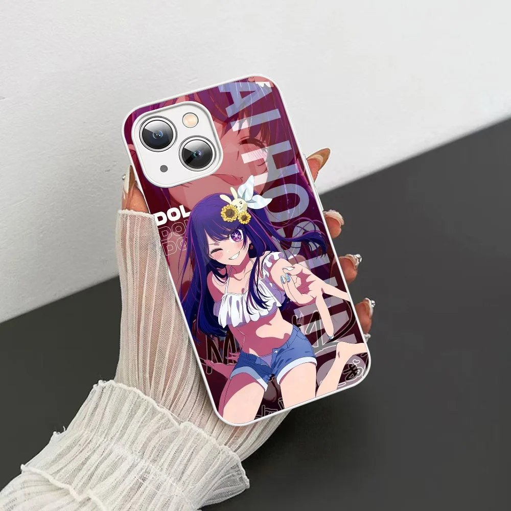 Anime Oshi No Ko Hoshino Phone Case Tempered Glass For Iphone 14 13 12 11 Pro Mini XS MAX 14Plus X XS XR Cover