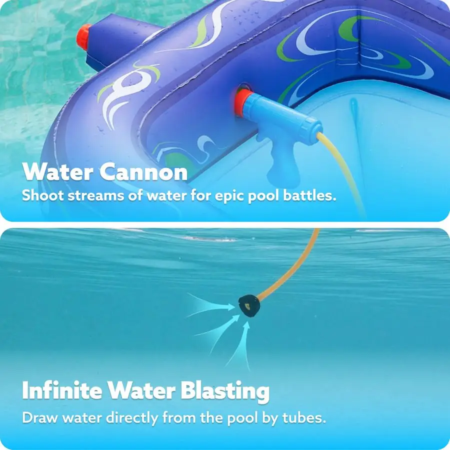 어린이용 풍선 탱크 풀 플로트, 물총이 있는 수영장 플로트, 물싸움 장난감, 여름을 위한 풍선 배틀 놀이