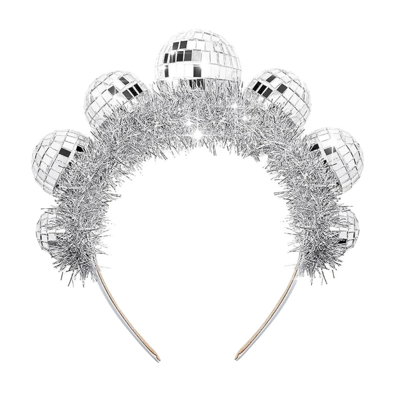 Funk Mirror Discoballs Headband Carnival Party Props Hairhoop Women Headdress