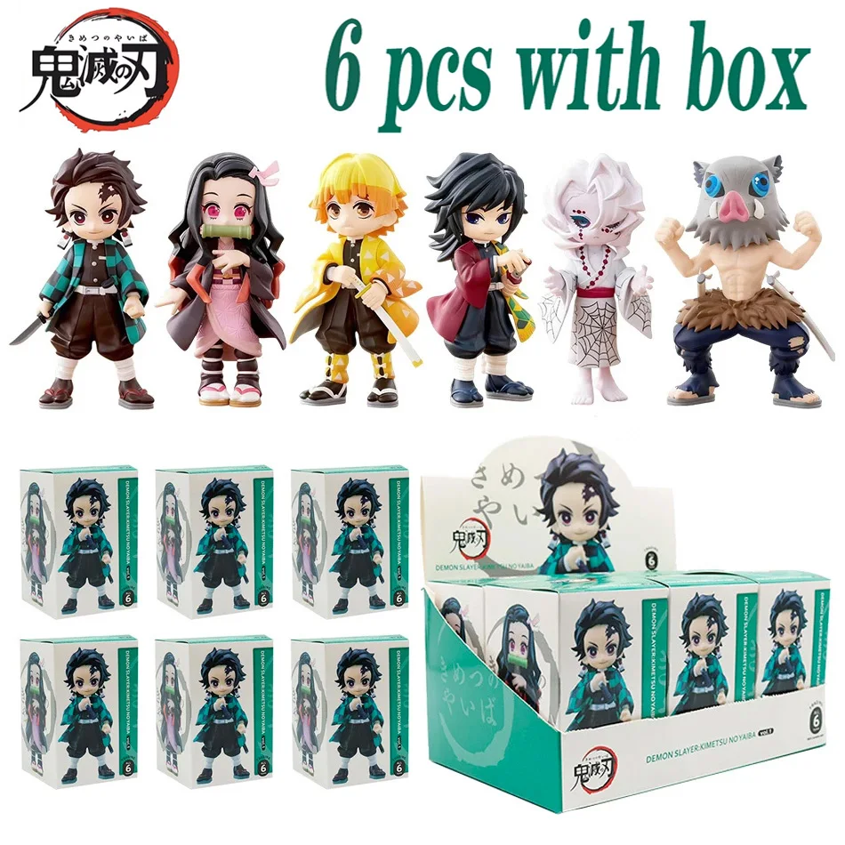 Caja ciega de Anime Demon Slayer, figura de dibujos animados de Tanjiro Kamado Nezuko, modelo de PVC, adorno, regalo de Navidad y Halloween, 1-6 uds.