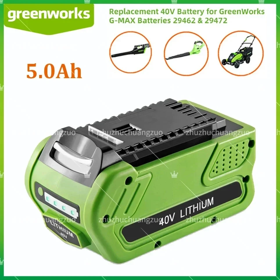 

40V 18650 Li-ion Rechargeable Battery 40V 5000mAh for GreenWorks 29462 29472 29282 G-MAX GMAX Lawn Mower Power Tools Battery