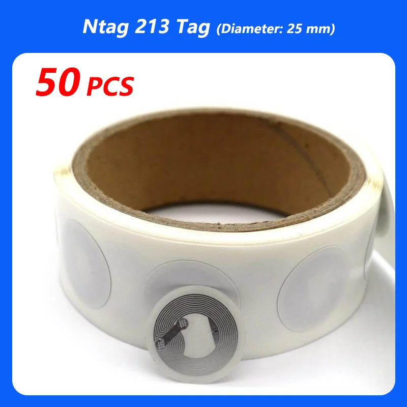 100 teile/los NFC Label Tag Aufkleber 13,56 MHz ISO14443A 213 Aufkleber Universal Label Ntag213 RFID für alle NFC-fähigen telefone