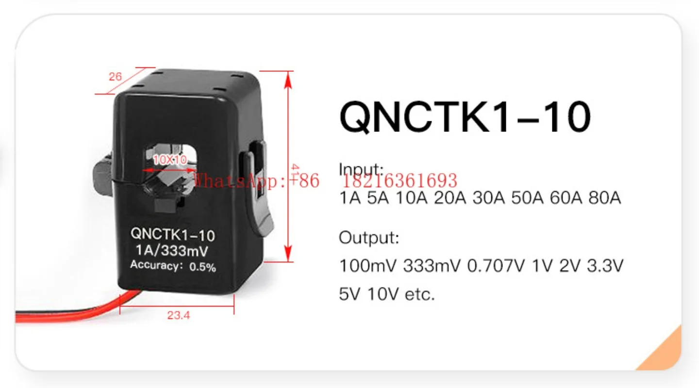 Limited Offer Split Type Current Transformer CT Clamp QNCTK1-10 5A 2.5mA 5A 5mA 10A 10mA 20A 20mA 50A 25mA 100A 50mA Open Type