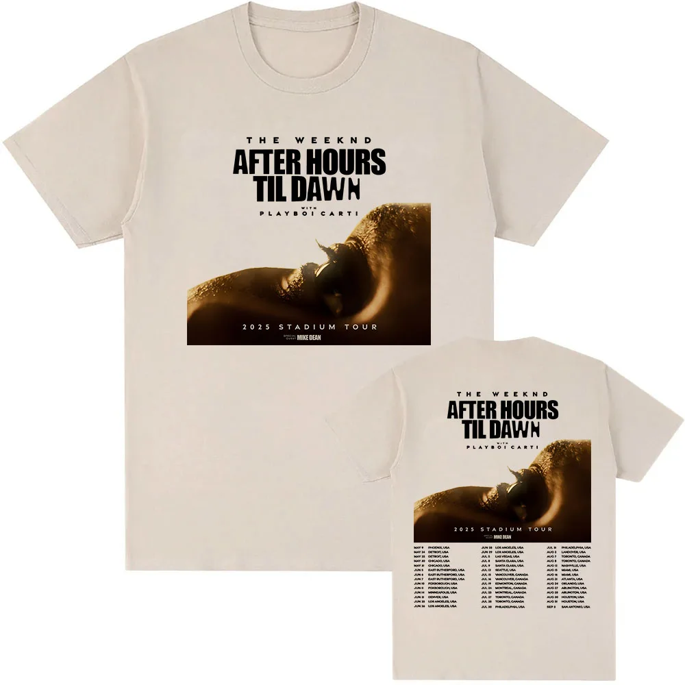 Camiseta con estampado de The Weekend After Hours Til Dawn Tour 2025, camiseta de manga corta con cuello redondo, nueva camiseta gráfica de moda de Hip Hop