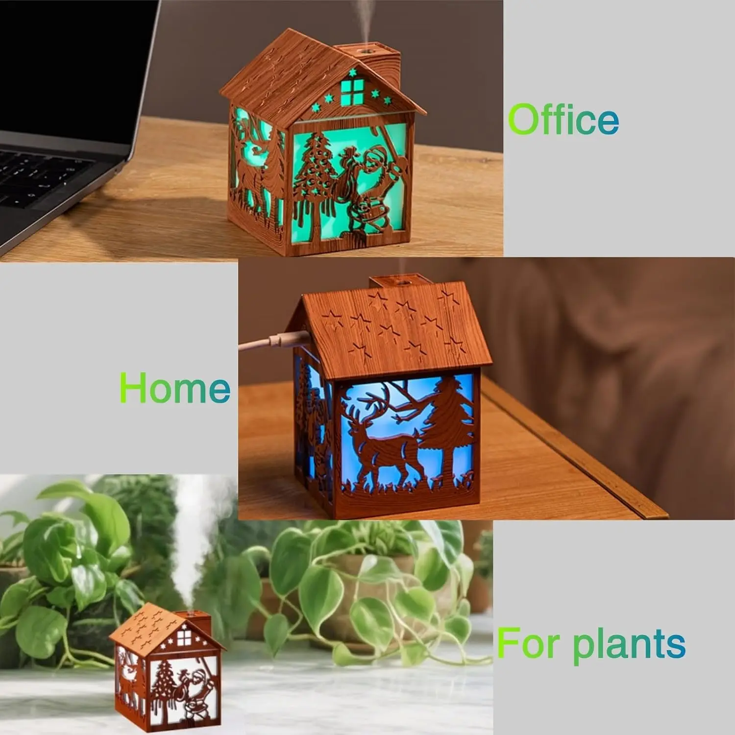 2026 New Upgrade Colorful Cool Mini Humidifier, Cabin Styling With Christmas Theme，USB Personal Desktop Humidifier 2 Mist Modes