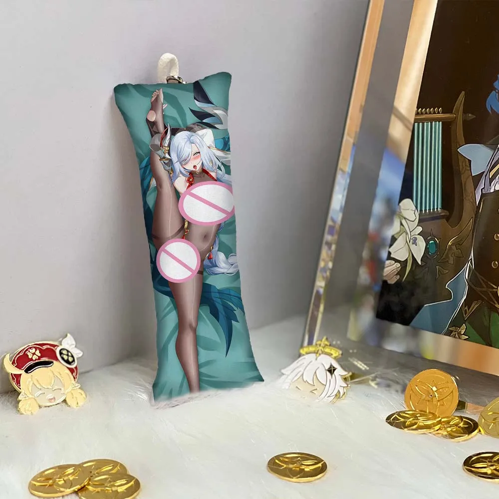 

Genshin Impact Shenhe Mini Dakimakura Key Chain Pendant Anime Accessories Key Ring Small Body Pillow Bag Pendant Double Side