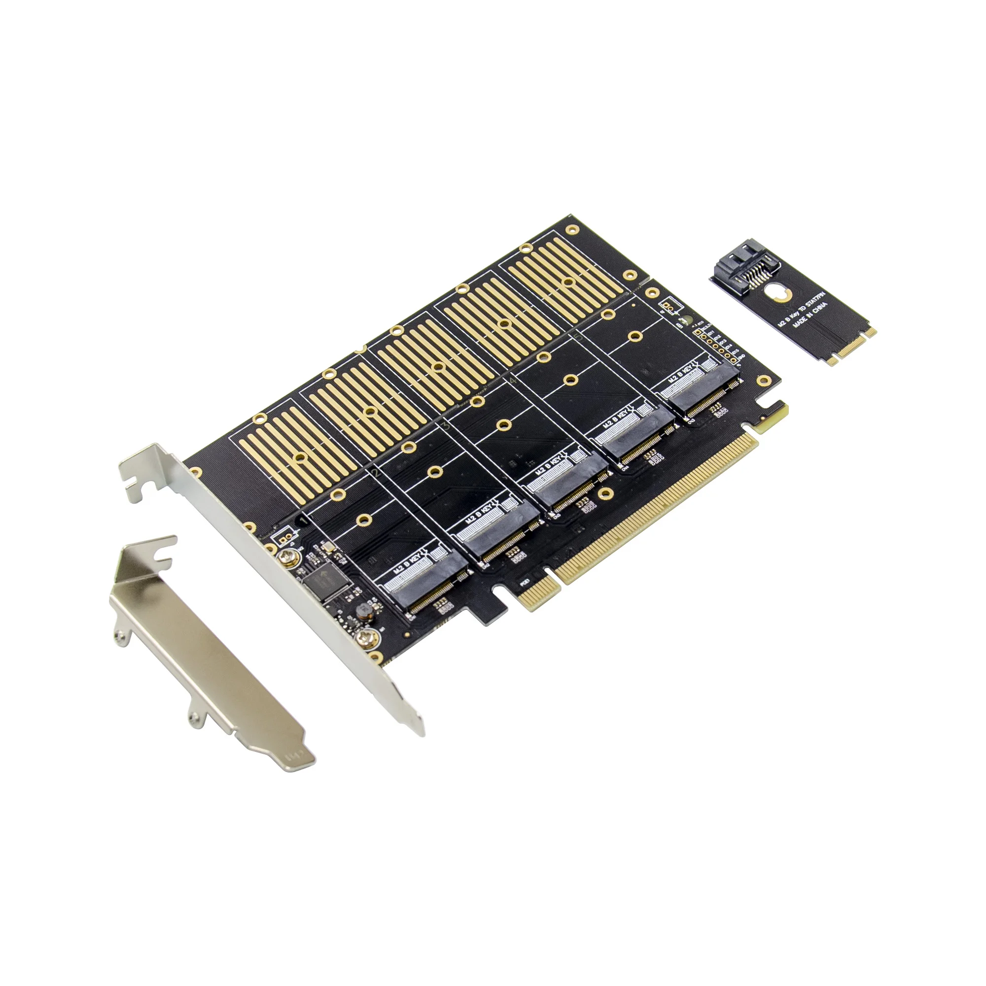 Sunweit PCIe 5-Port  M2 Key B SATA3.0 Expansion Card SSD JMB585 PCIe SATA M.2 NVME PCIe Converter Card