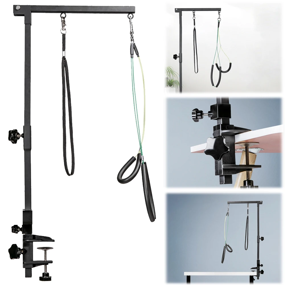 Pet Dog Grooming Table Bracket Arm with Restraint Rope Desk Dog Cat Holder Stainless Steel Telescopic Table Hanger for Bath Desk