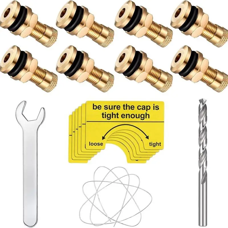 

New 19 Pieces Fuel Gas Can Vent Caps Fuel Gas Can Vent Kit Can Fuel Tank Water Jug Withdrill, Wire, Wrench Andwarning Stickers