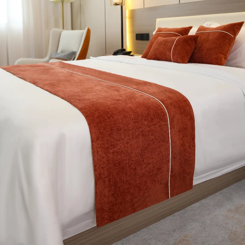 

Hotels Homestays Decorative Bed Flags Simple Solid Color Bed Towel Soft Comfortable Bed Tail Cushion Hugging Pillow Cover