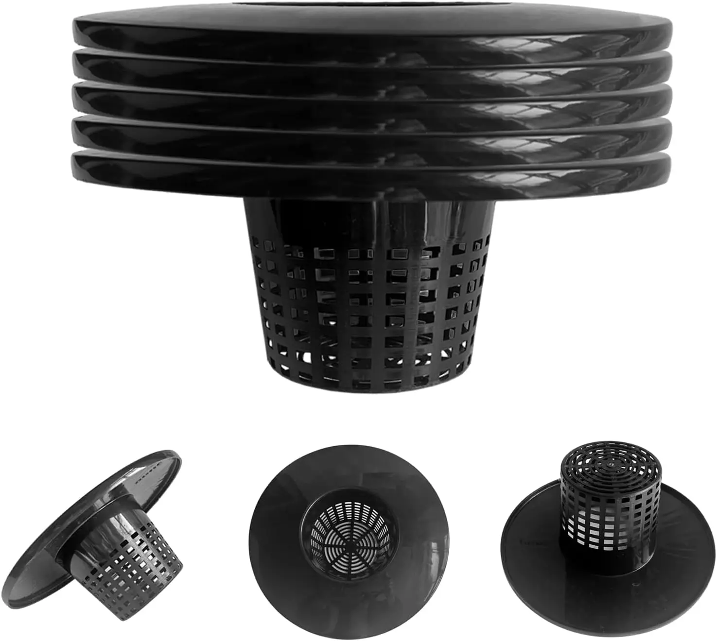 

6 in Wide Lip Net Pot Bucket Lids Pack of 5 for Hydroponics DWC 5 Gallon