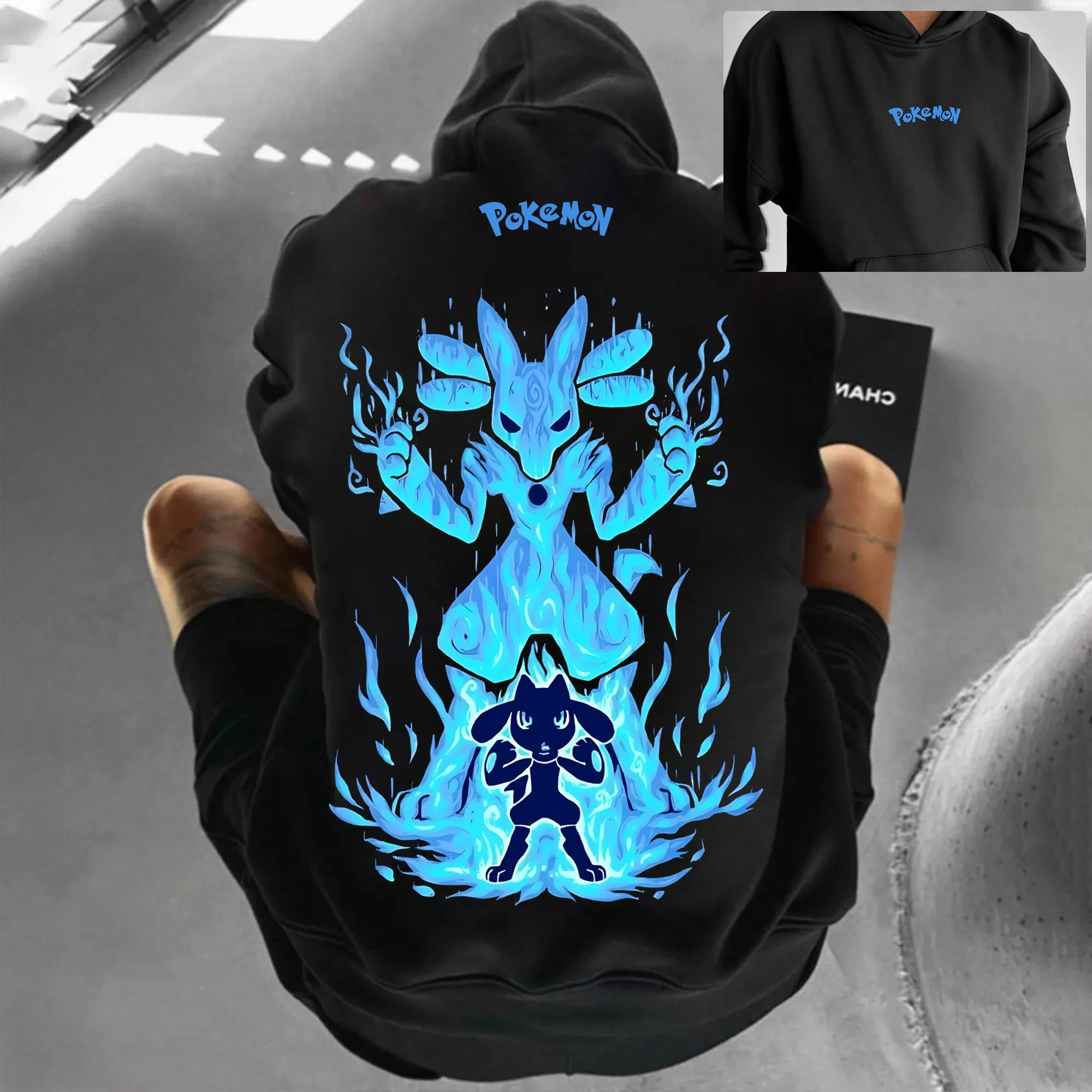 Pokemon Pikachu 3D Loose Shoulder Hoodie Men and Women with The Same Style Children's Animation Top Trend Personality Coat