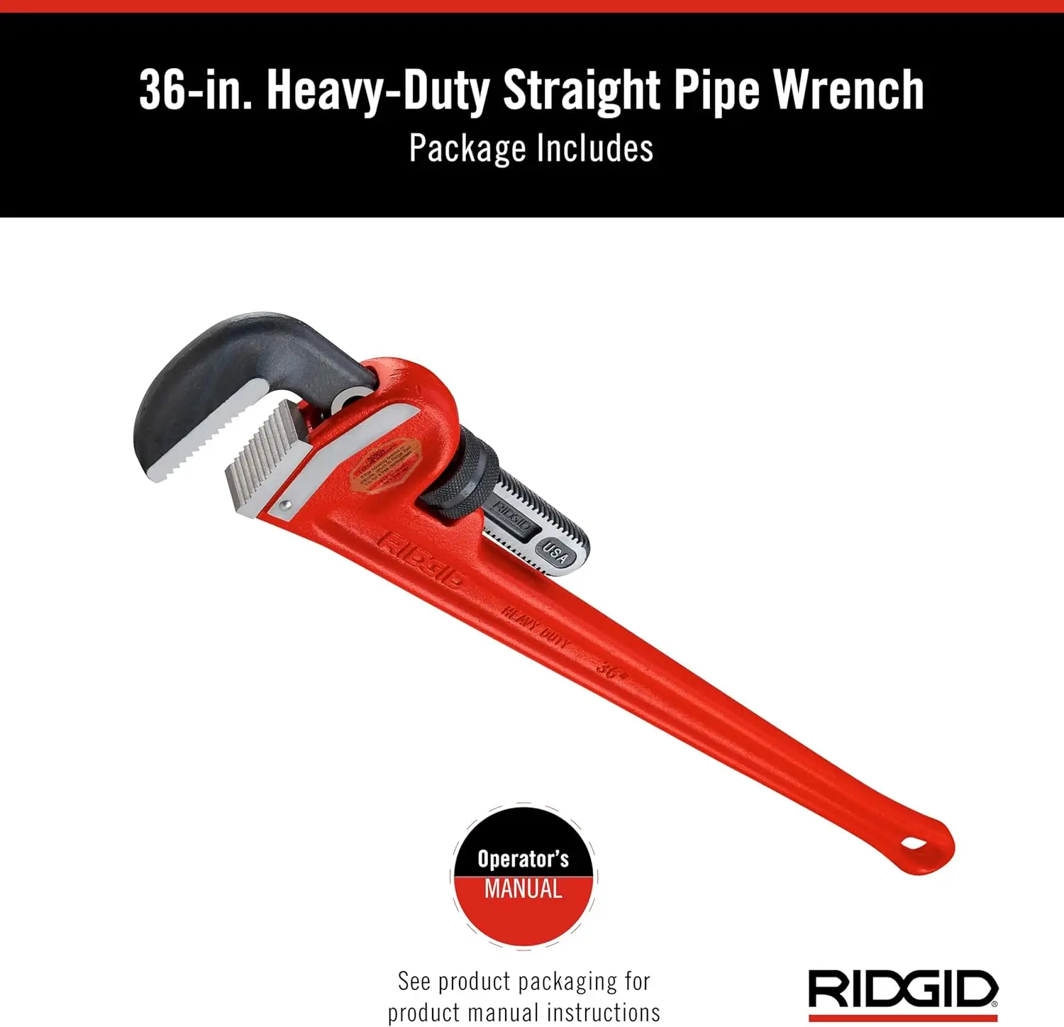 31035 Heavy-Duty Straight Pipe Wrench, 36