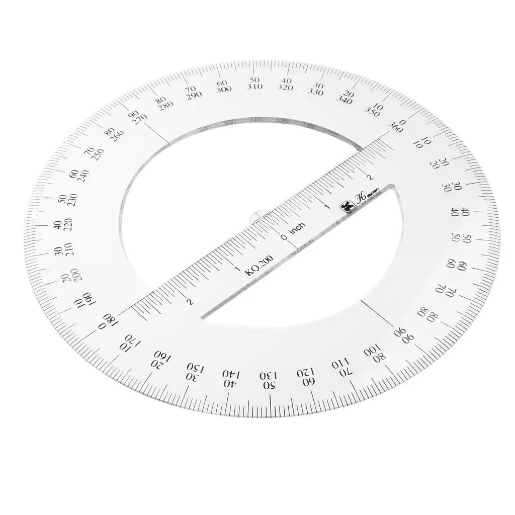 AcrylicRound 360 Degree Protractor Angle Ruler Stationery 20cm