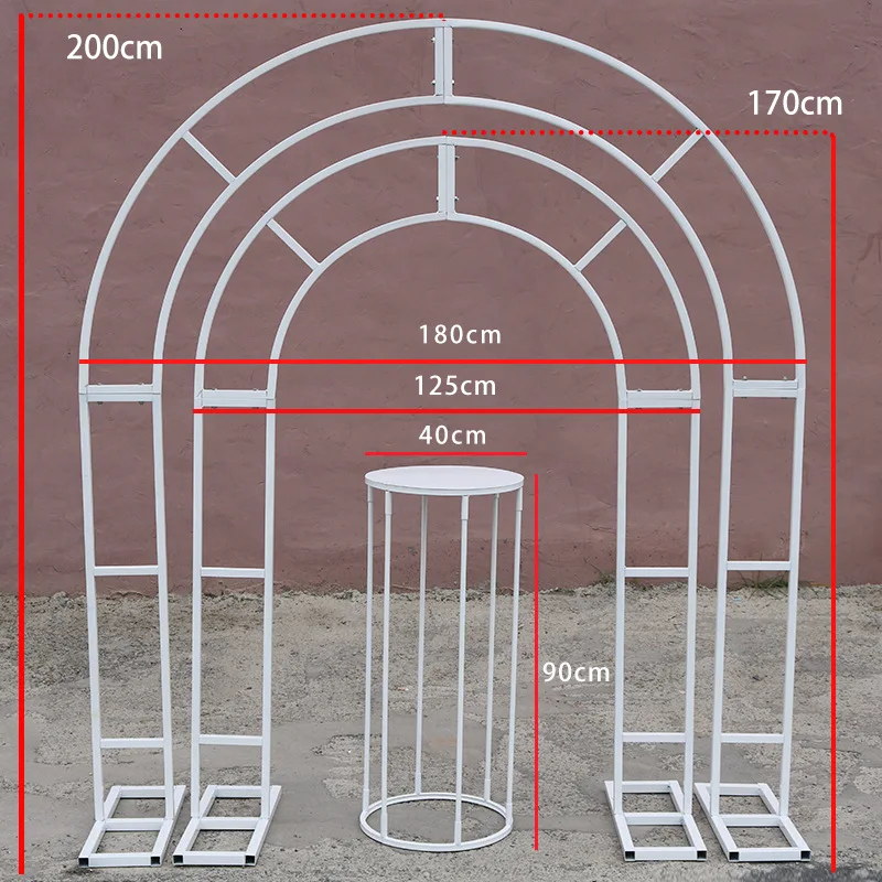 Wedding Arch Cake Stand Set Metal Flower Stand Wedding Arched Door Background Decor Round Arch Home Party Decoration