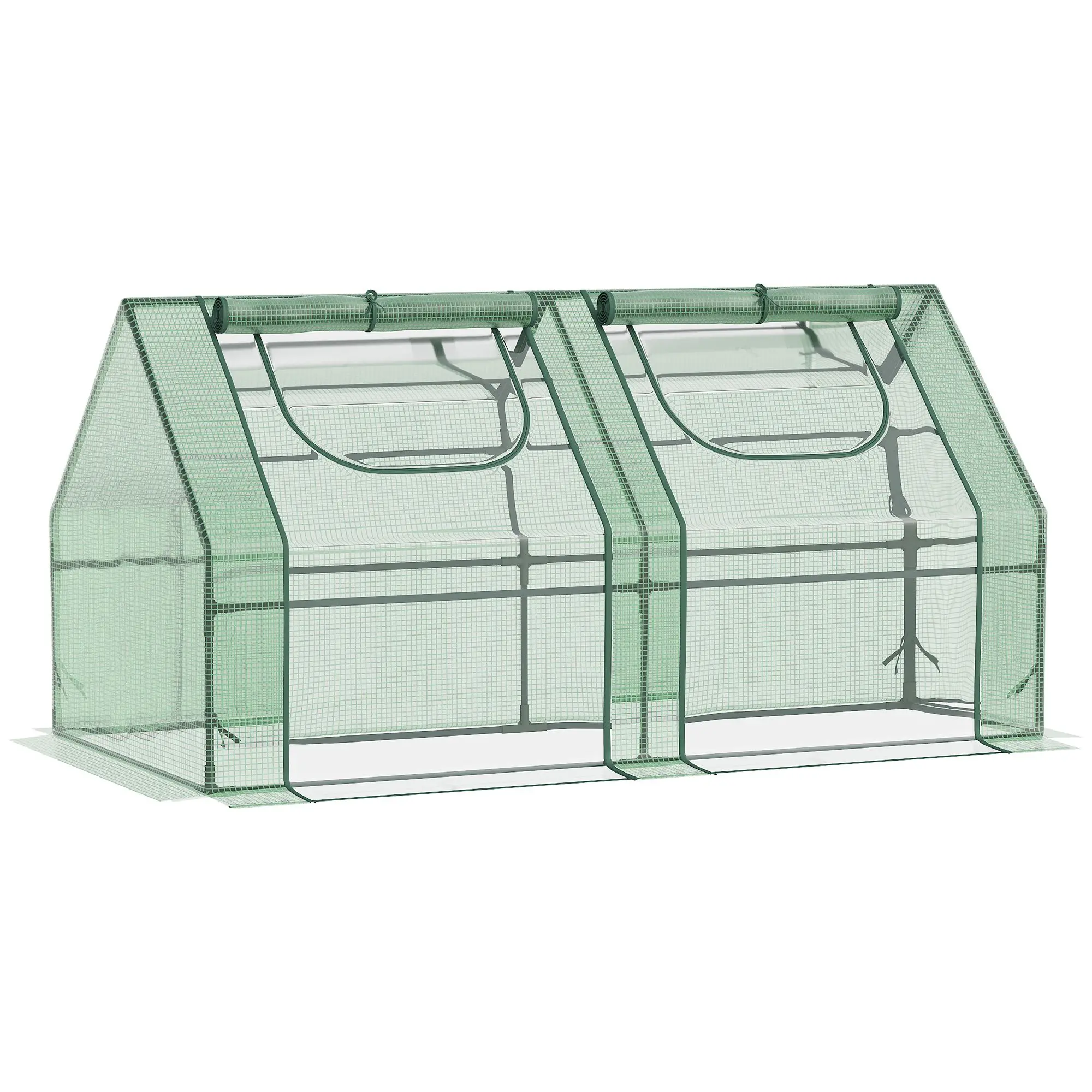 Small summer greenhouse with double cover 180x90x90 cm Green