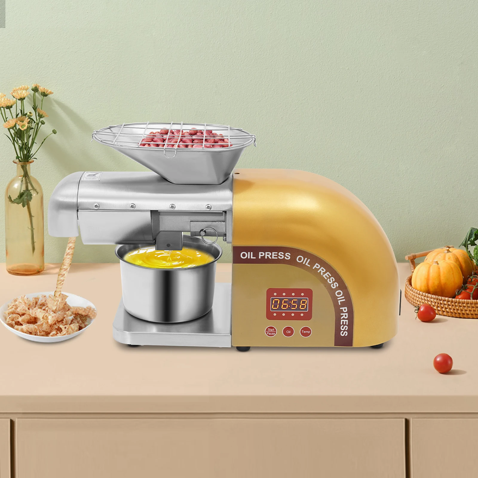 Presse à huile 1800W, contrôle Intelligent de la température, Machine domestique, pour cacahuètes, sésame, tournesol