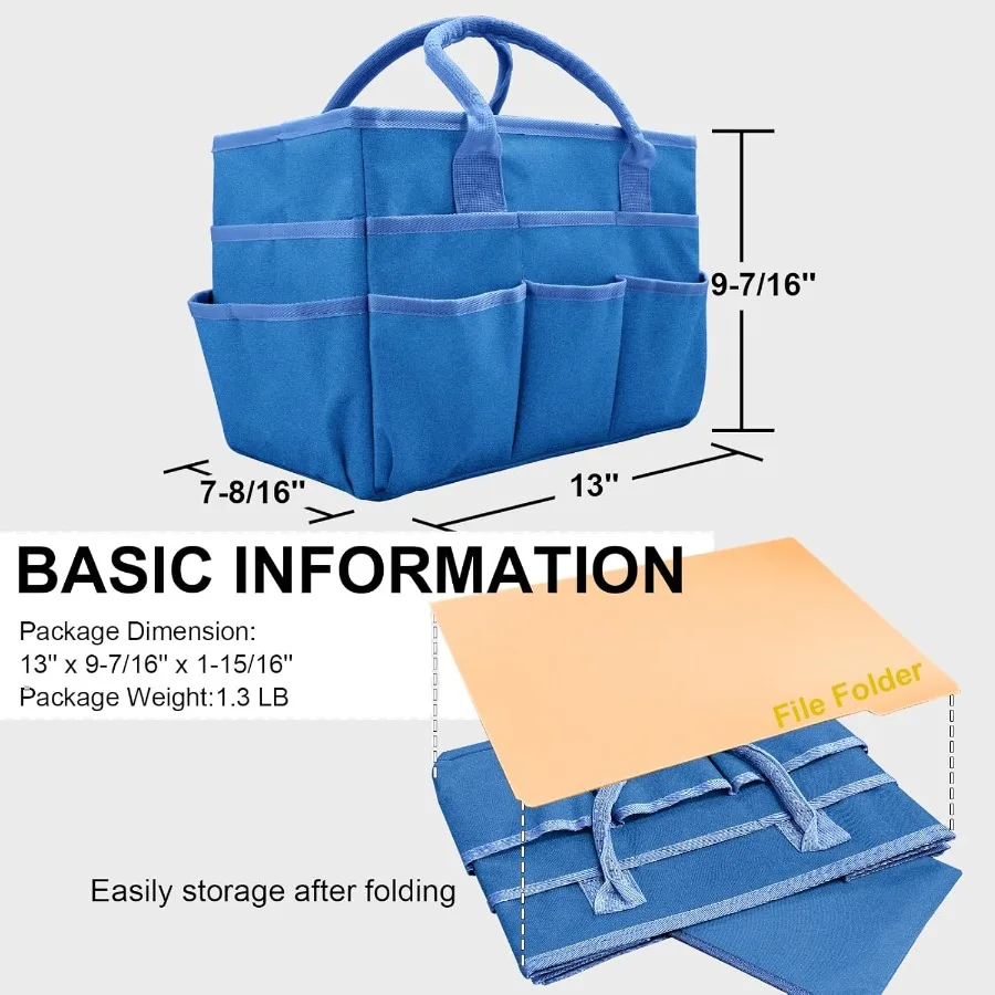 포켓과 손잡이가 있는 아트 오거나이저 공예품 보관 토트백, 내구성 있는 옥스포드 원단으로 제작, 교사, 직원, 예술가에게 이상적