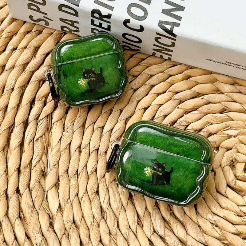 

Funny Cute Lawn Cat Earphone Cover For Airpods 4 3 2 Pro 3 Cover Silicone Cartoon Headphone Cases For Apple Airpods 3 Protective