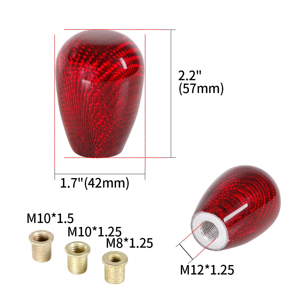 Universal Carbon Fiber Oval Manual Gear Shift Knob With Adapter for Most Car Decorations Classic JDM Style RS-SFN105