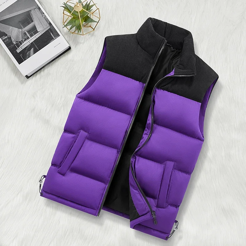 

Men's Outdoor Windproof Warm Sleeveless Jackets Autumn Winter Cotton Padded Vests Coat Men Trendy Thick Warm Patchwork Waistcoat