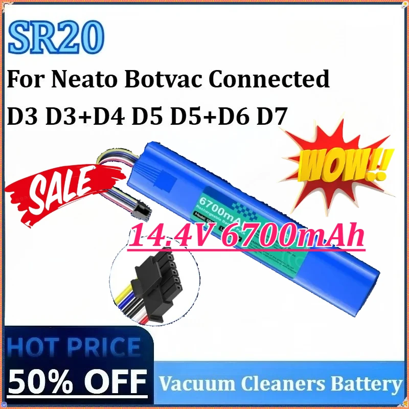 

cSR20 945-0225 14.4V 6700mAh For Neato D3 D4 D5 D7 D6 High-Capacity Robotic Vacuum Cleaners Li-Ion Battery,Replacement Battery