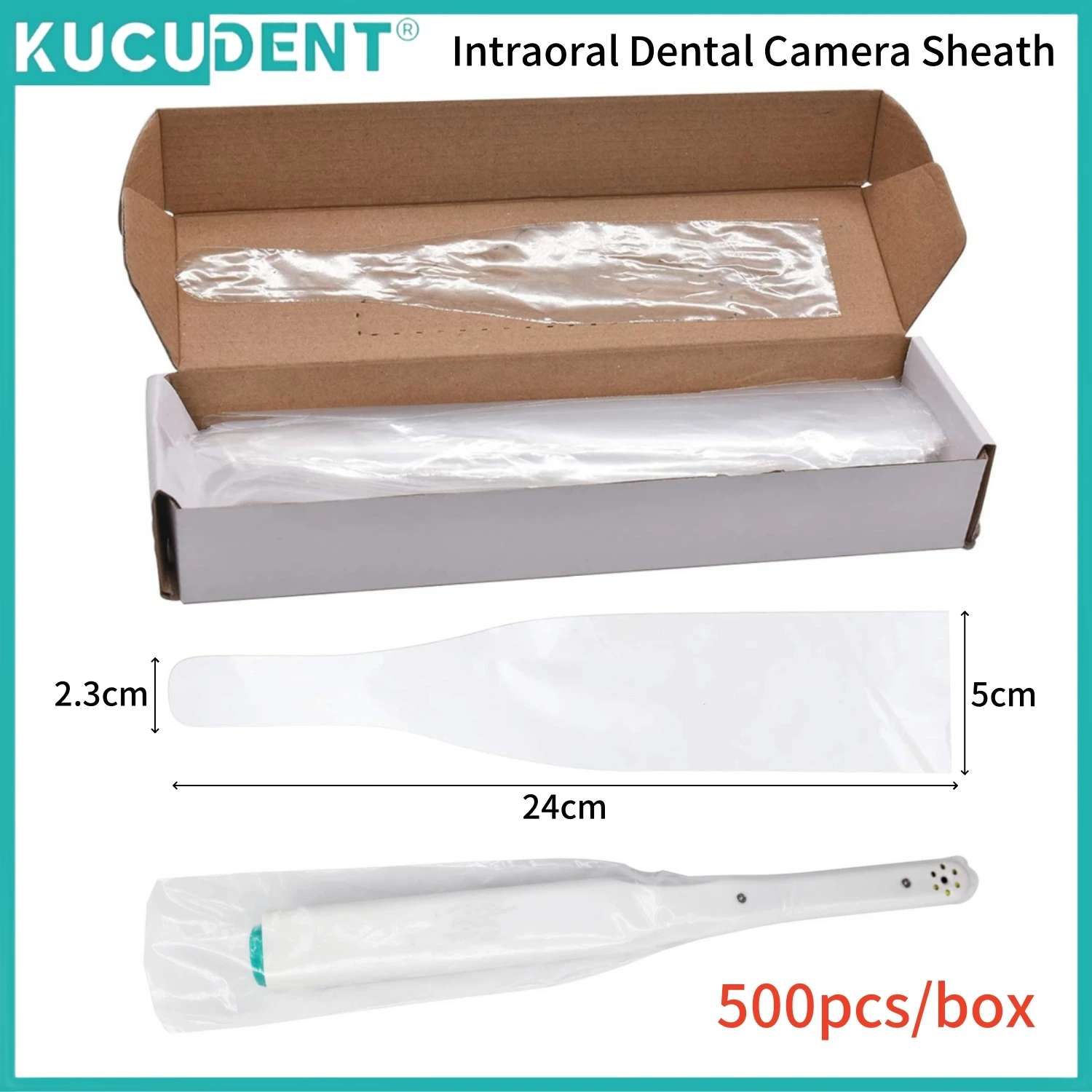 KUCUDENT 500pcs/Box Dental Intraoral Camera Cover Disposable Endoscope Protective Film Sheath Sleeves Dentistry Lab Material