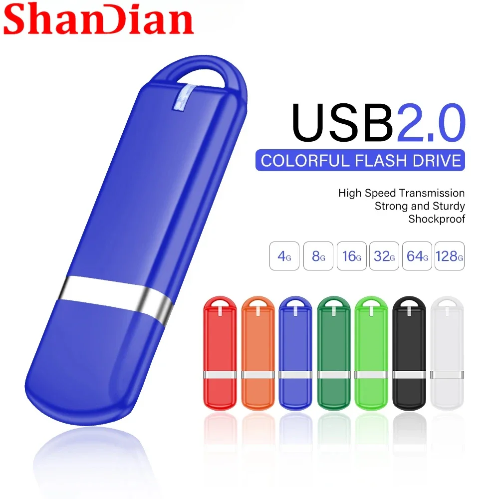 Free Custom Logo Plastic USB Flash Drive 128GB Waterproof Pen Drive with Plastic Box 64GB Creative Gift Memory Stick 32GB