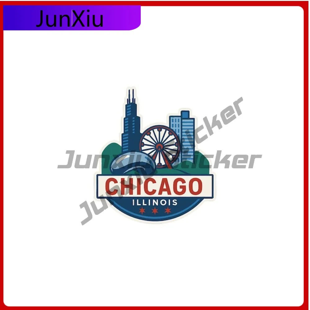 

Chicago Illinois Sticker Vinyl Die-cut Waterproof Decal City Skyline Landmark Design Decals Outdoor Custom Car Stickers Personal