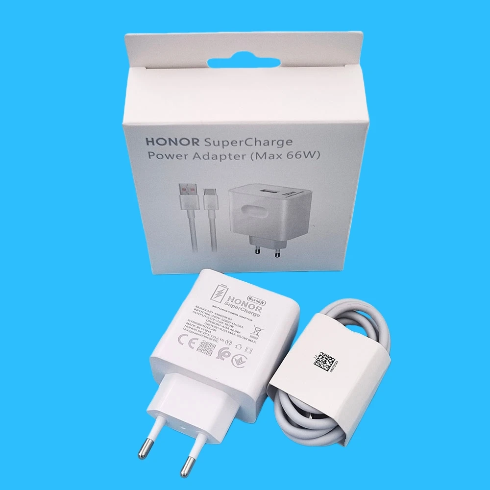 

Оригинальный зарядный адаптер для HONOR 66 Вт, европейское/американское зарядное устройство Super Charge, быстрый настенный адаптер для Honor 200 100 90 80 Pro Magic 8 7 6 V3 и 6A USB C-кабель